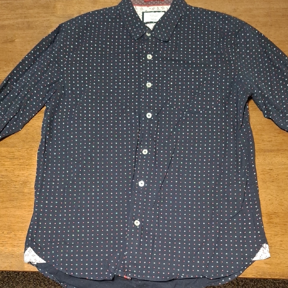 Men's Dark Blue Polka Dot Casual Shirt